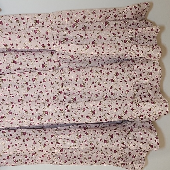 Aura Boho Floral Midi Dress Smocked Fit&Flare Long Sleeve Romantic Fluence Sz L - Picture 6 of 16